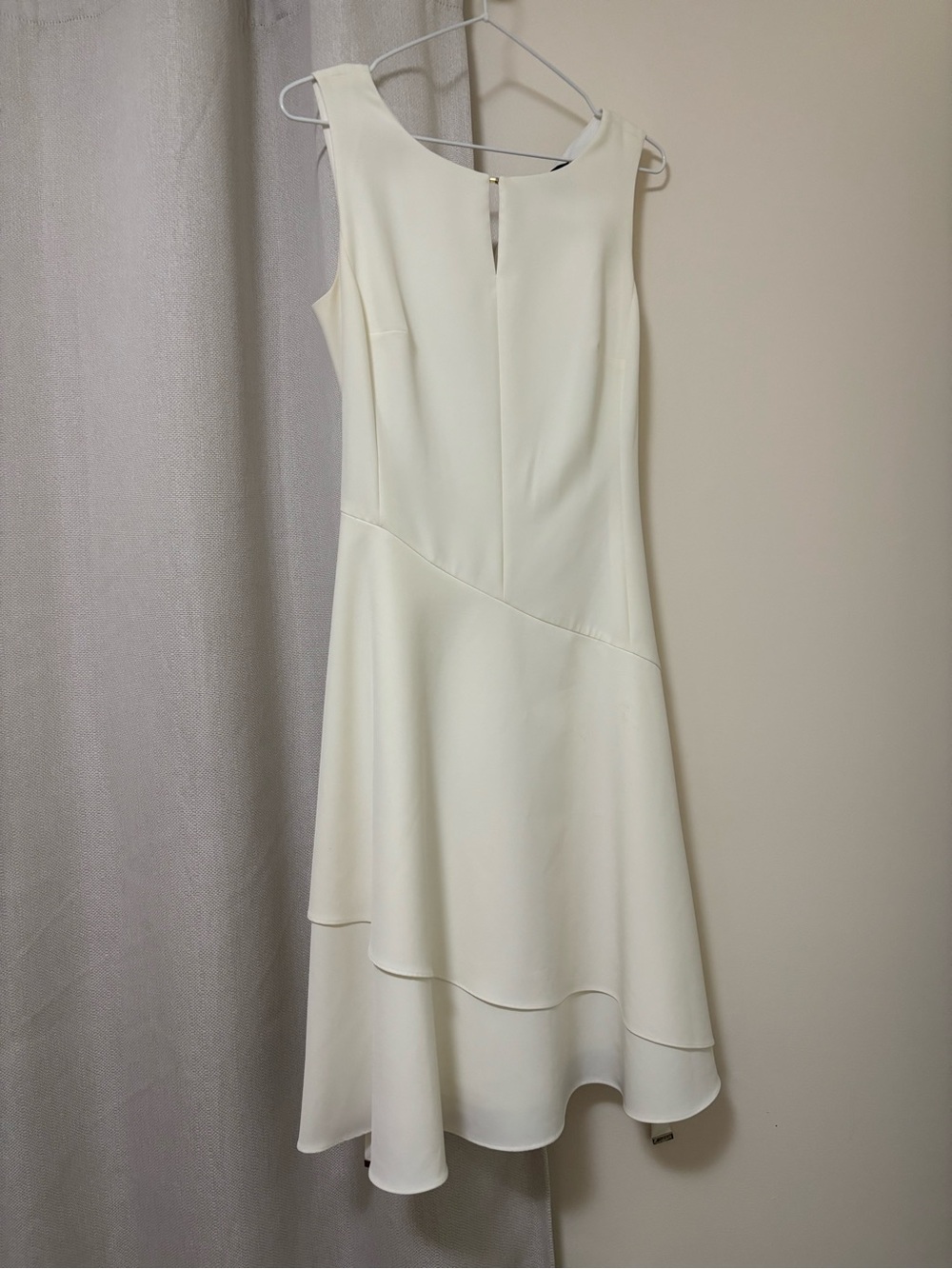 DKNY Cream Sleeveless Layered Midi Dress
